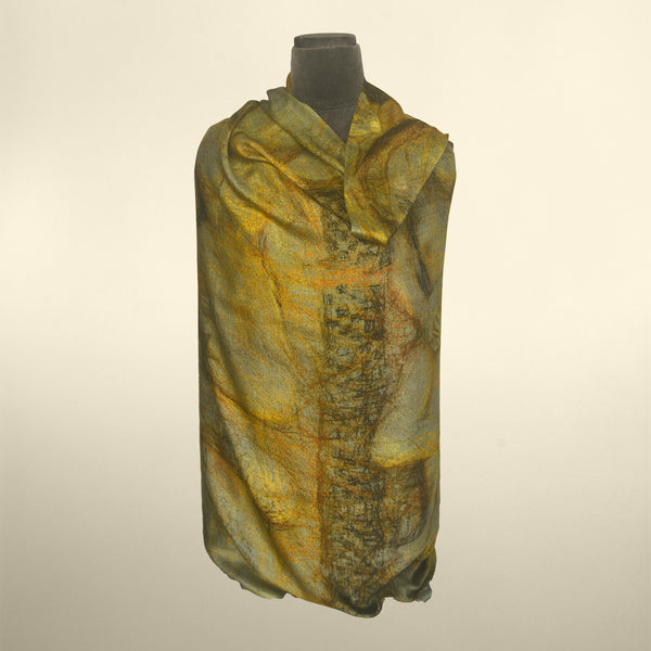 Unisex Silk Shawl - Love from Khajuraho 05