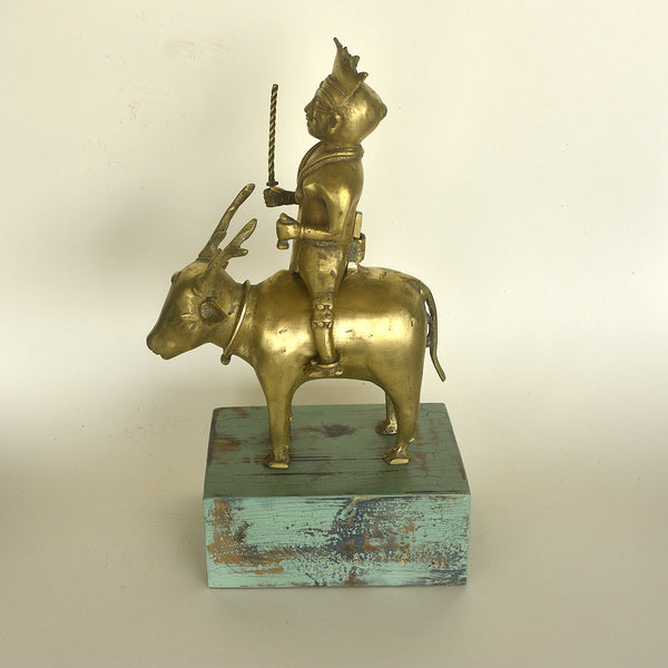 Vintage Bronze Bhuta Warrior on Deer